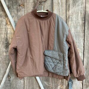 100% Cotton Unique Padded Top, L ( OS, S to L), light coffee /gray
